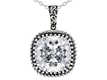Picture of White Cubic Zirconia Rhodium Over Sterling Silver Pendant With Chain 11.01ctw