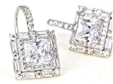 White Cubic Zirconia Rhodium Over Sterling Silver Drop Earrings 6.39ctw