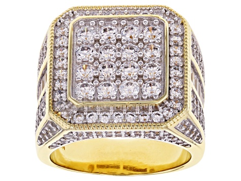 White Cubic Zirconia 18K Yellow Gold Over Sterling Silver Ring 5.66ctw ...