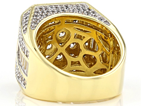 White Cubic Zirconia 18K Yellow Gold Over Sterling Silver Ring 5.66ctw