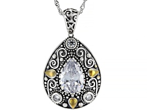 White Cubic Zirconia Rhodium Over Sterling Silver Pendant With Chain 5.24ctw