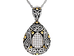 White Cubic Zirconia Rhodium Over Sterling Silver Pendant With Chain 0.32ctw