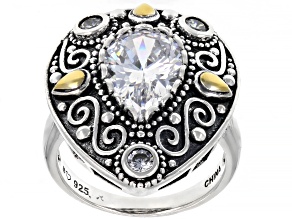 White Cubic Zirconia Rhodium Over Sterling Silver Ring 5.24ctw