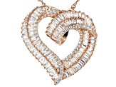White Cubic Zirconia 18K Rose Gold Over Sterling Silver Heart Pendant With Chain 5.48ctw