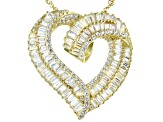 White Cubic Zirconia 18K Yellow Gold Over Sterling Silver Heart Pendant With Chain 5.48ctw