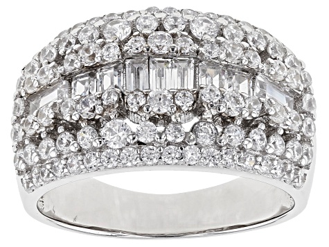 White Cubic Zirconia Rhodium Over Sterling Silver Ring 3.07ctw