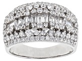 White Cubic Zirconia Rhodium Over Sterling Silver Ring 3.07ctw