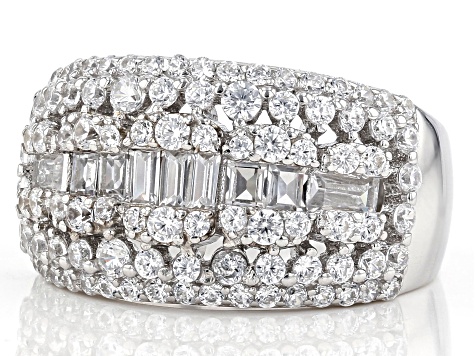 White Cubic Zirconia Rhodium Over Sterling Silver Ring 3.07ctw