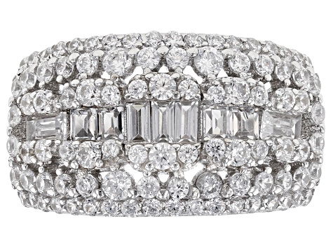 White Cubic Zirconia Rhodium Over Sterling Silver Ring 3.07ctw