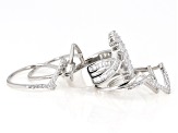 White Cubic Zirconia Rhodium Over Sterling Silver Set of 5 Rings 3.55ctw