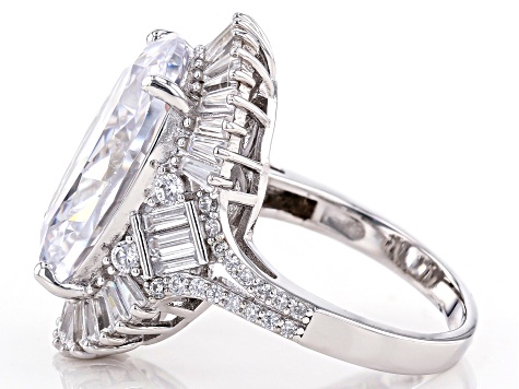 White Cubic Zirconia Rhodium Over Sterling Silver Ring 24.43ctw