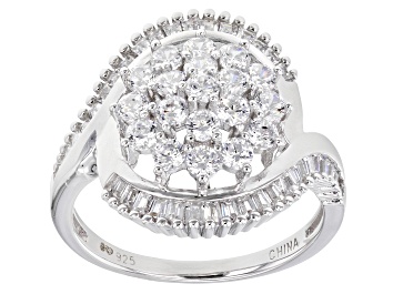 Picture of White Cubic Zirconia Rhodium Over Sterling Silver Ring 2.28ctw (0.76ctw DEW)