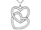 White Cubic Zirconia Rhodium Over Sterling Silver Heart Pendant With Chain