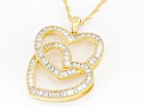 White Cubic Zirconia 18K Yellow Gold Over Sterling Silver Heart Pendant With Chain