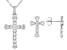 White Cubic Zirconia Rhodium Over Silver Cross Pendant With Chain And Earrings (0.74ctw DEW)