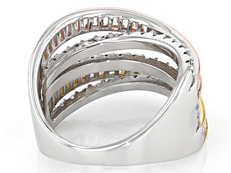 White Cubic Zirconia Rhodium And 14K Yellow And Rose Gold