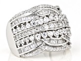 White Cubic Zirconia Rhodium Over Sterling Silver Ring 3.23ctw