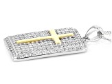 White Cubic Zirconia Rhodium Over Sterling Silver Cross Pendant With Chain 1.96ctw