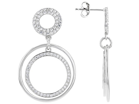 White Cubic Zirconia Rhodium Over Sterling Silver Earrings 1.66ctw