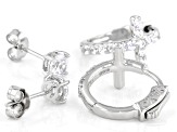 White Cubic Zirconia Rhodium Over Sterling Silver Cross Hoop And Stud Earring Set 2.35ctw