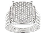 White Cubic Zirconia Rhodium Over Sterling Silver Ring 1.25ctw