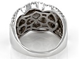 Brown And White Cubic Zirconia Rhodium Over Sterling Silver Ring 2.06ctw