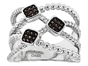 Picture of Mocha And White Cubic Zirconia Rhodium Over Sterling Silver Ring 0.69ctw
