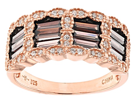 Mocha And White Cubic Zirconia 18K Rose Gold Over Sterling Silver Ring 2.31ctw