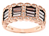 Mocha And White Cubic Zirconia 18K Rose Gold Over Sterling Silver Ring 2.31ctw