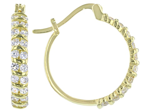 White Cubic Zirconia 18K Yellow Gold Over Sterling Silver Hoop Earrings 1.36ctw