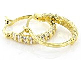 White Cubic Zirconia 18K Yellow Gold Over Sterling Silver Hoop Earrings 1.36ctw