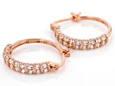 White Cubic Zirconia 18K Rose Gold Over Sterling Silver Hoop Earrings 1.36ctw