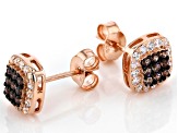 Brown And White Cubic Zirconia 18K Rose Gold Over Sterling Silver Earrings 0.72ctw