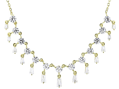 White Cubic Zirconia 18K Yellow Gold Over Sterling Silver Necklace 6.94ctw