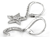 White Cubic Zirconia Rhodium Over Sterling Silver Moon And Star Earrings 0.80ctw