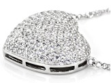 White Cubic Zirconia Rhodium Over Sterling Silver Heart Necklace 2.05ctw