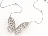 White Cubic Zirconia Rhodium Over Sterling Silver Butterfly Necklace 3.34ctw
