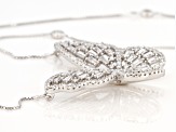 White Cubic Zirconia Rhodium Over Sterling Silver Butterfly Necklace 3.34ctw