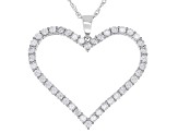 White Cubic Zirconia Rhodium Over Sterling Silver Heart Pendant With Chain 4.37ctw