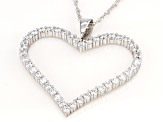 White Cubic Zirconia Rhodium Over Sterling Silver Heart Pendant With Chain 4.37ctw