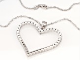 White Cubic Zirconia Rhodium Over Sterling Silver Heart Pendant With Chain 4.37ctw