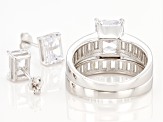 White Cubic Zirconia Rhodium Over Sterling Silver Ring With Band And Earrings 8.68ctw