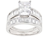 White Cubic Zirconia Rhodium Over Sterling Silver Ring With Band And Earrings 8.68ctw