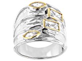 White Cubic Zirconia Rhodium And 14K Yellow Gold Over Sterling Silver Ring 2.61ctw