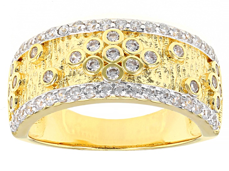 White Cubic Zirconia Rhodium And 18K Yellow Gold Over Sterling