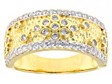 White Cubic Zirconia Rhodium And 18K Yellow Gold Over Sterling Silver Band Ring 1.26ctw