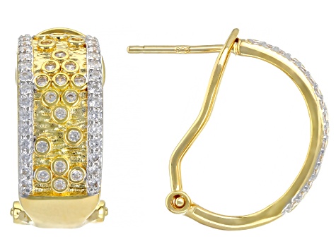 White Cubic Zirconia Rhodium And 18K Yellow Gold Over Sterling Silver Earrings 1.27ctw