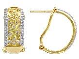White Cubic Zirconia Rhodium And 18K Yellow Gold Over Sterling Silver Earrings 1.27ctw