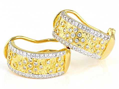 White Cubic Zirconia Rhodium And 18K Yellow Gold Over Sterling Silver Earrings 1.27ctw