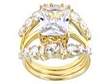 White Cubic Zirconia 18K Yellow Gold Over Sterling Silver Ring With Bands 7.09ctw